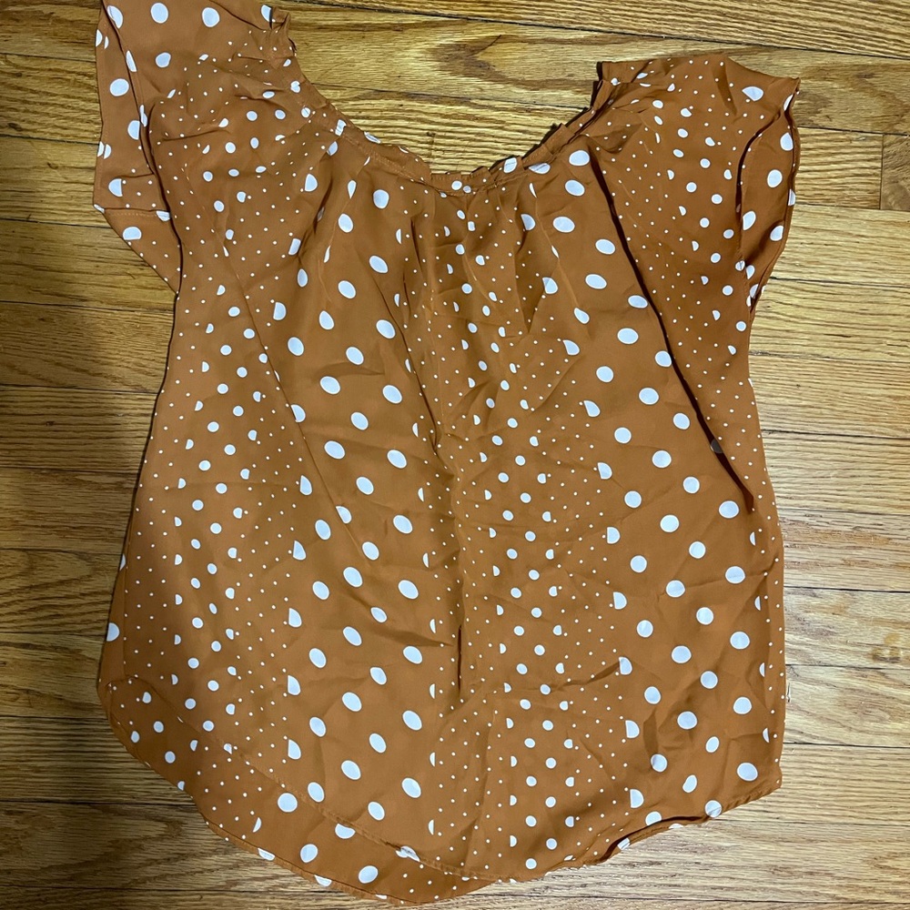 LC Lauren Conrad Orange Polka Dot Work Blouse size Small